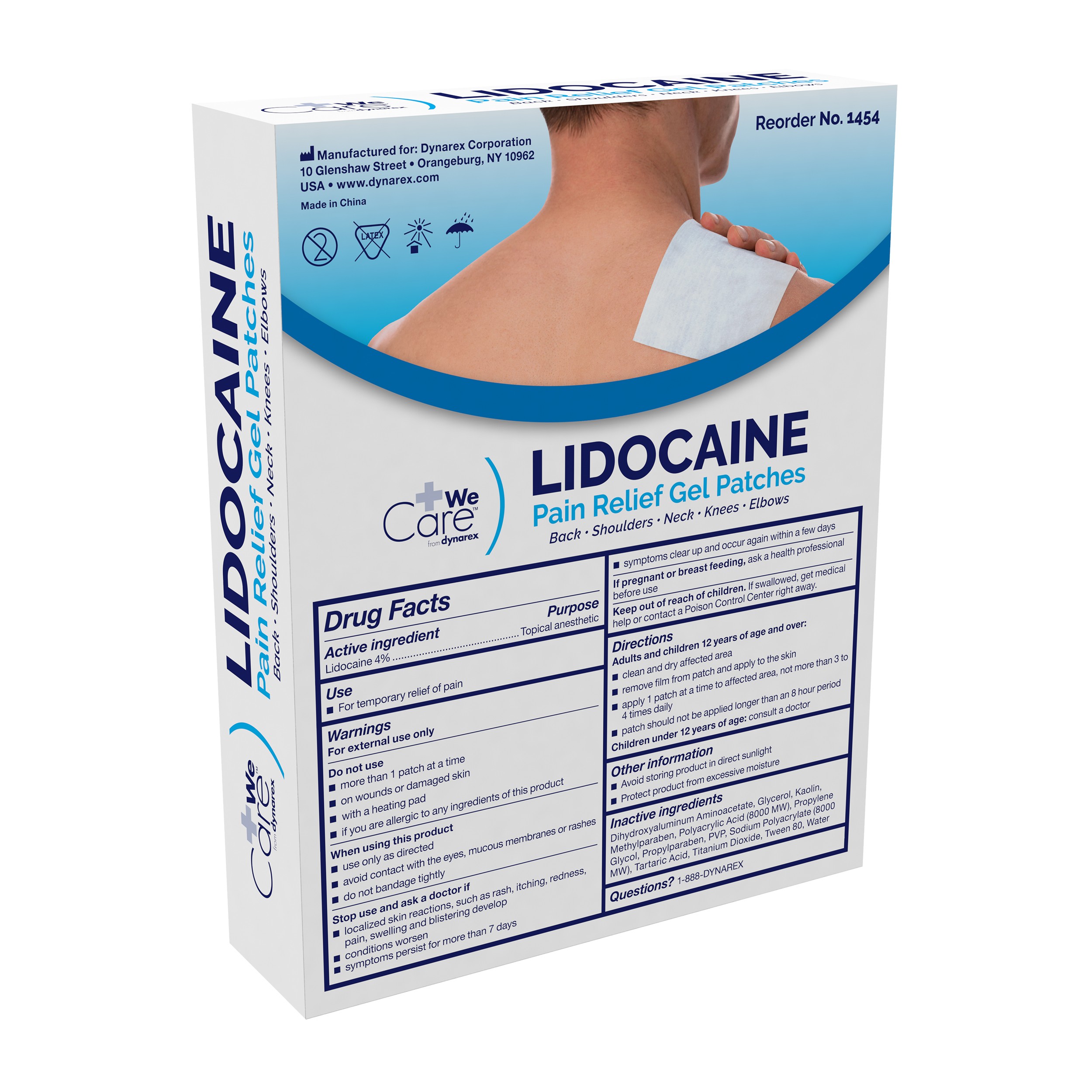 1454 Dynarex Lidocaine Pain Relief Gel Patches